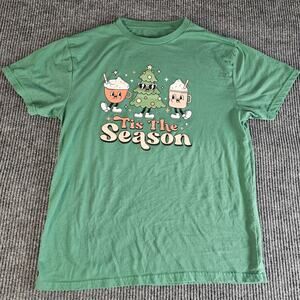 Tis The Season Shirt Mens Large Green‎ Christmas Tree Hot Cocoa Graphic Tee